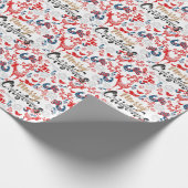パーソナライズされたフォークアートクリスマスレッドブルースタグズ ラッピングペーパー (角)