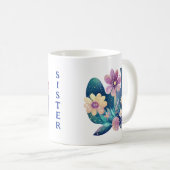 パーソナライズされたフォークアート猫と花 コーヒーマグカップ (正面右)