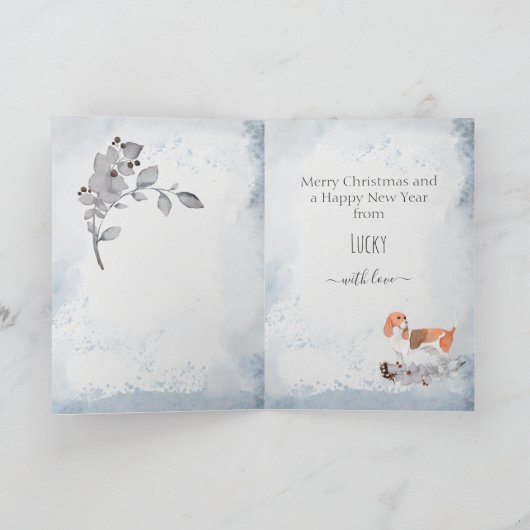 パーソナライズされたフォーハウンドママ水の色クリスマス シーズンカード (内部)