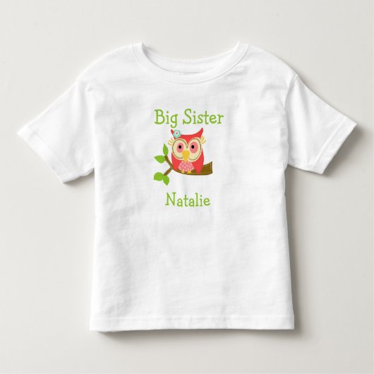 パーソナライズされたフクロウの姉の名前を追加 トドラーTシャツ (正面)
