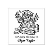 パーソナライズされたフクロウ蔵書票 ラバースタンプ (インプリント)