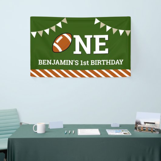 パーソナライズされたフットボール1歳の誕生日パーティー 横断幕 (トレードショー)