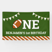 パーソナライズされたフットボール1歳の誕生日パーティー 横断幕 (横)