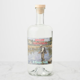 パーソナライズされたフライ釣り陽気なクリスマス リキュールボトルラベル