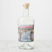 パーソナライズされたフライ釣り陽気なクリスマス リキュールボトルラベル (正面)