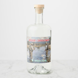 パーソナライズされたフライ釣り陽気なクリスマス リキュールボトルラベル