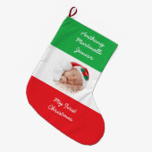 パーソナライズされたフラグ付きクリスマスイタリアンストッキング ラージクリスマスストッキング (正面 (吊り時))
