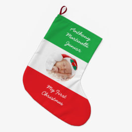 パーソナライズされたフラグ付きクリスマスイタリアンストッキング ラージクリスマスストッキング