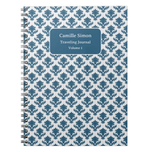 パーソナライズされたフランスのタペストリー青と白 ノートブック (正面)