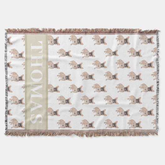 パーソナライズされたフランス人(マスク付き) スローブランケット (正面)