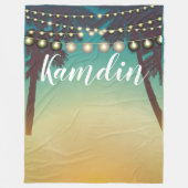 パーソナライズされたフリーススロービーチサンセットパームツリーS フリースブランケット (正面)