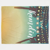 パーソナライズされたフリーススロービーチサンセットパームツリーS フリースブランケット (正面(横))