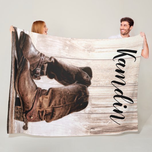 パーソナライズされたフリーススローブーツ田舎の田舎風 フリースブランケット (インサイチュ)