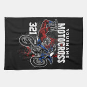 パーソナライズされたフリースタイルモトクロスレーシングFMXトリック キッチンタオル (横)
