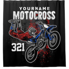 パーソナライズされたフリースタイルモトクロスレーシングFMXトリック シャワーカーテン