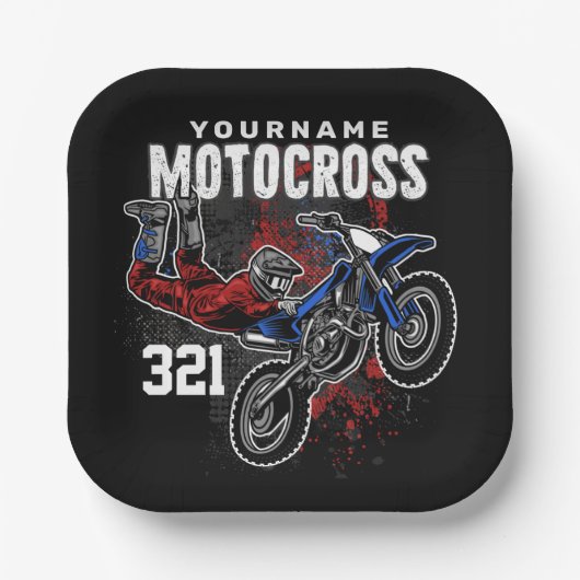 パーソナライズされたフリースタイルモトクロスレーシングFMXトリック ペーパープレート (正面)