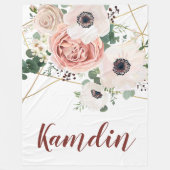 パーソナライズされたフリース投下幾何学園型バラ フリースブランケット (正面)