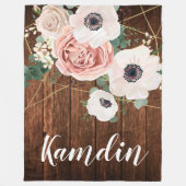 パーソナライズされたフリース投下幾何学園型バラ フリースブランケット (正面)