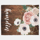 パーソナライズされたフリース投下幾何学園型バラ フリースブランケット (正面(横))