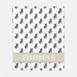 パーソナライズされたフレンチブルドッグ（ブラックブリンドル）ベビーケット フリースブランケット