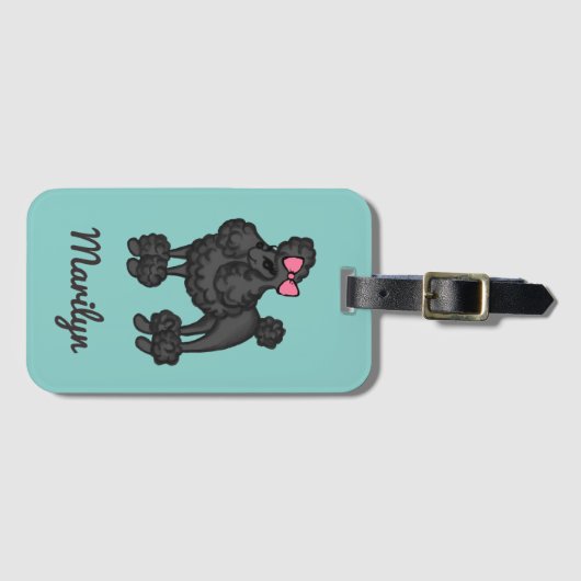 パーソナライズされたフレンチプードル スーツケースタグ ラゲッジタグ (正面横)