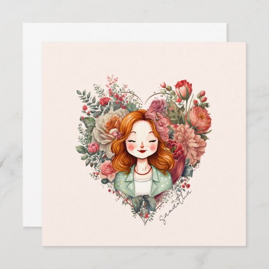 パーソナライズされたフローラかわいらしレディ (正面/裏面)