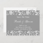 パーソナライズされたフローラつる植物日付の保存 案内ポストカード (正面/裏面)