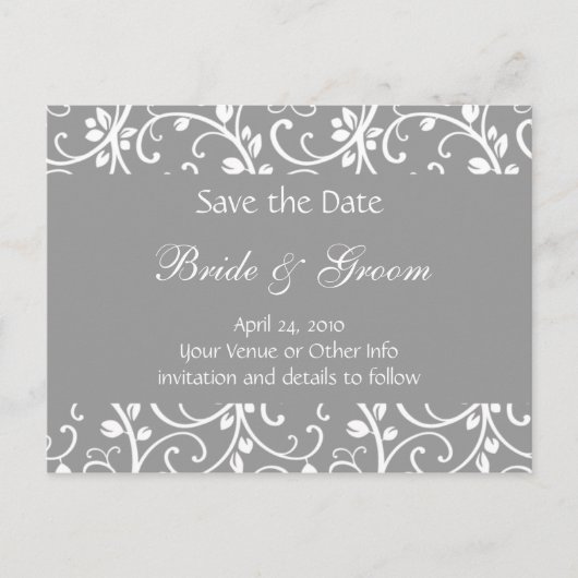 パーソナライズされたフローラつる植物日付の保存 案内ポストカード (正面)