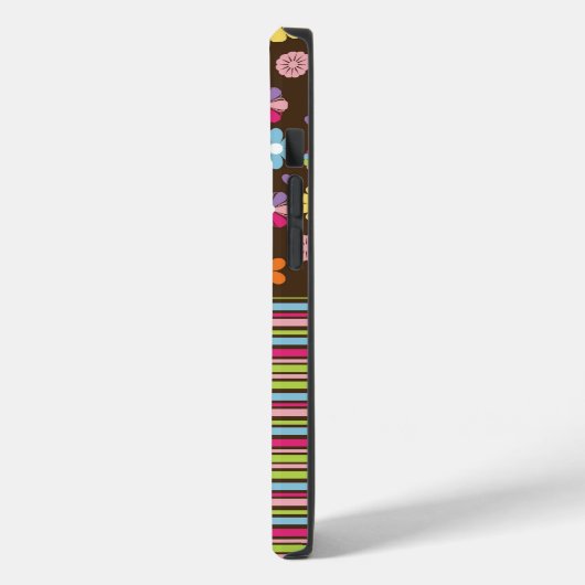 パーソナライズされたフローラとストライプ電話ケース Case-Mate iPhoneケース (裏面 / 左)