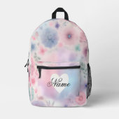 パーソナライズされたフローラとハート プリントバックパック (正面)