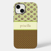 パーソナライズされたフローラと水玉模様の電話ケース Case-Mate iPhoneケース (裏面)