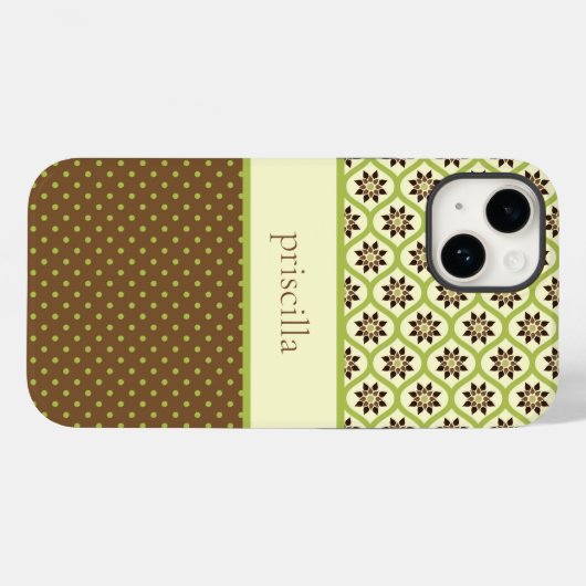 パーソナライズされたフローラと水玉模様の電話ケース Case-Mate iPhoneケース (裏面 (横))