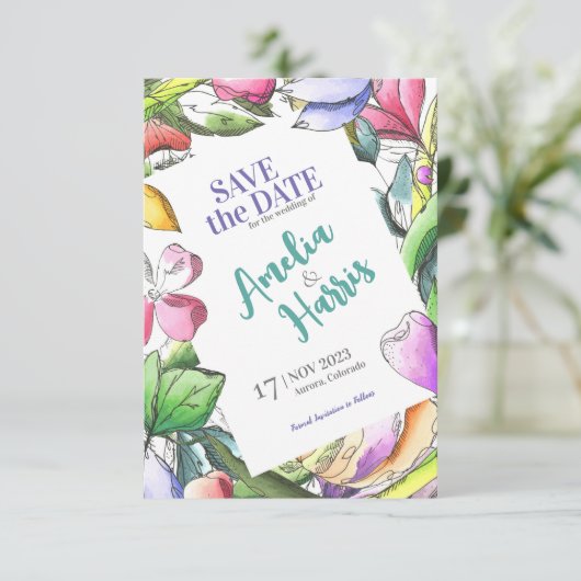 パーソナライズされたフローラの概要日付の保存 セーブザデート (スタンド正面)