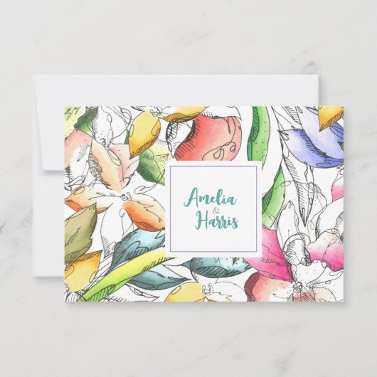 パーソナライズされたフローラの概要日付の保存 セーブザデート (裏面)