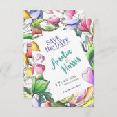 パーソナライズされたフローラの概要日付の保存 セーブザデート (正面/裏面)