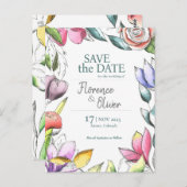 パーソナライズされたフローラの概要日付の保存 ポストカード (正面/裏面)