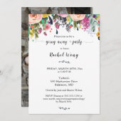 パーソナライズされたフローラの移動遠くにパーティー写真 招待状 (正面/裏面)