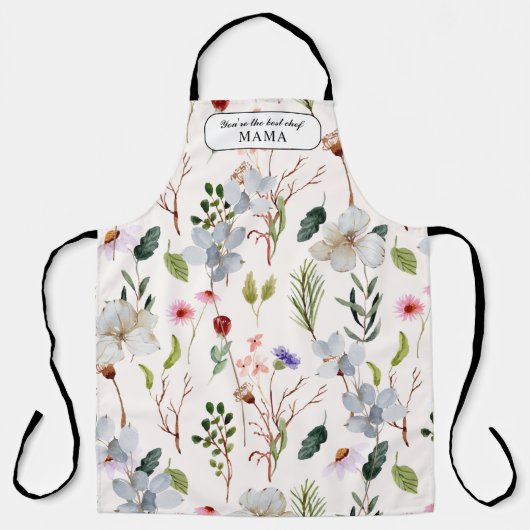 パーソナライズされたフローラの葉ワールドシ最高のェフ・ママ エプロン (正面)