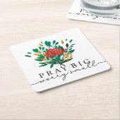 パーソナライズされたフローラやる気を起こさせる紙コースター スクエアペーパーコースター (アングル)