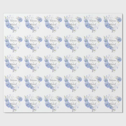 パーソナライズされたフローラアジサイ結婚ズ ラッピングペーパー (フラット)