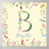 パーソナライズされたフローラアルファベットイニシャル子供部屋 ポスター (正面)