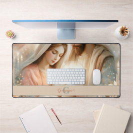 パーソナライズされたフローラウォーター色ベビーイエス出生 デスクマット