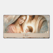 パーソナライズされたフローラウォーター色ベビーイエス出生 デスクマット (正面)