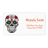 パーソナライズされたフローラカスタムシュガースカルハロウィーン ラベル (正面)