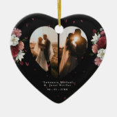 パーソナライズされたフローラカップルのバレンタインデーのギフトセット セラミックオーナメント (正面)