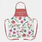 パーソナライズされたフローラキッチンエプロン – 名前をカスタムする エプロン (正面)