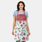 パーソナライズされたフローラキッチンエプロン – 名前をカスタムする エプロン (着用した状態)