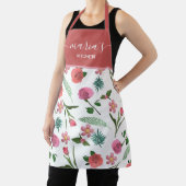パーソナライズされたフローラキッチンエプロン – 名前をカスタムする エプロン (インサイチュ)