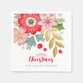 パーソナライズされたフローラクリスマスパーティー スタンダードカクテルナプキン (正面)