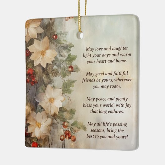 パーソナライズされたフローラクリスマス賛美アイルランド セラミックオーナメント (左)
